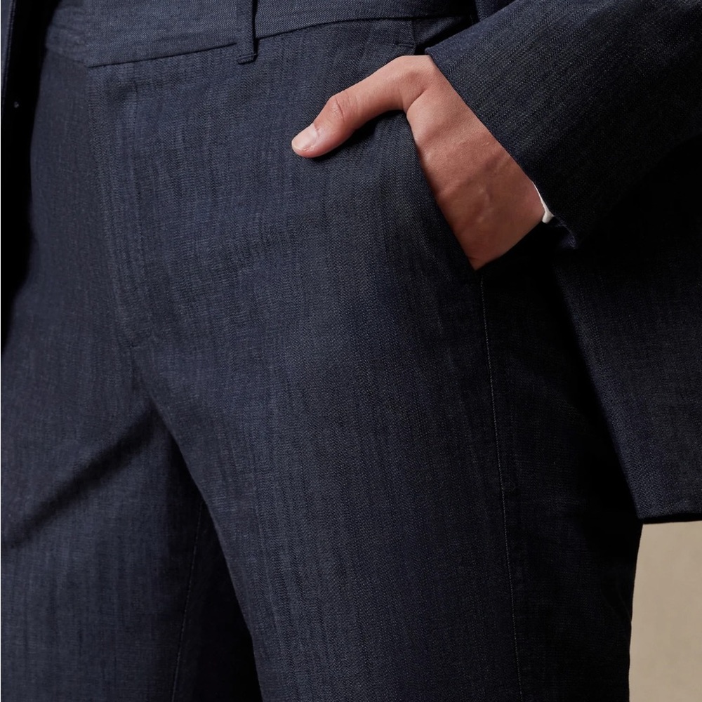 CHAMBRAY FLARE-LEG TROUSER